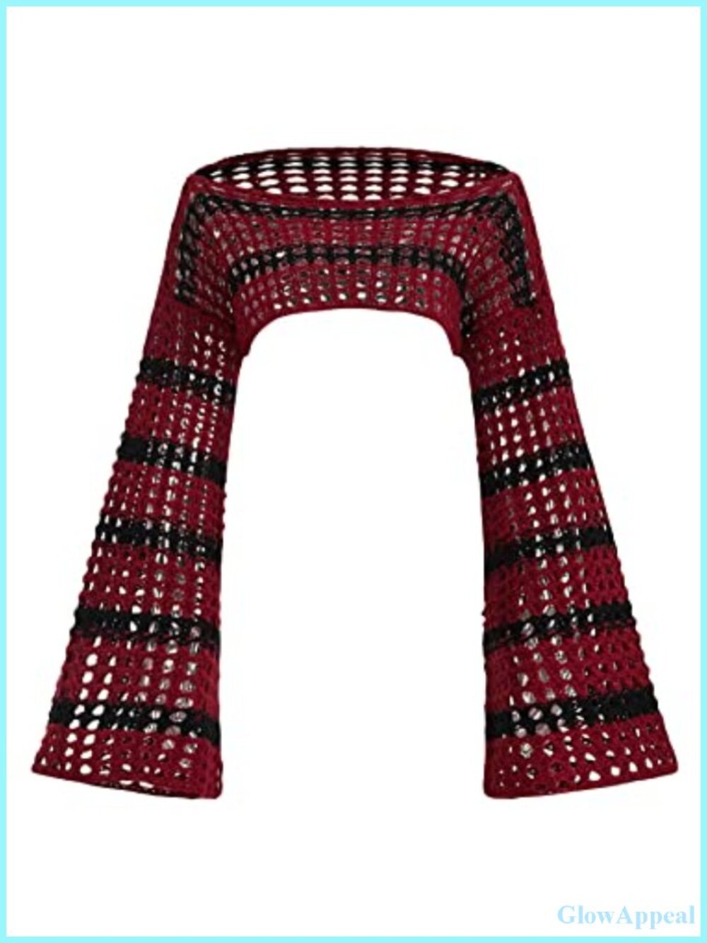 Women's Crochet Knit Shrugs Hollow Out Lightweight Boat Neck Flounce Sleeve